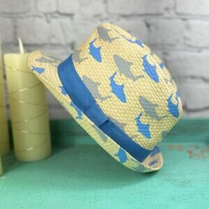 Infant Shark Fedora Hat - blue and gray